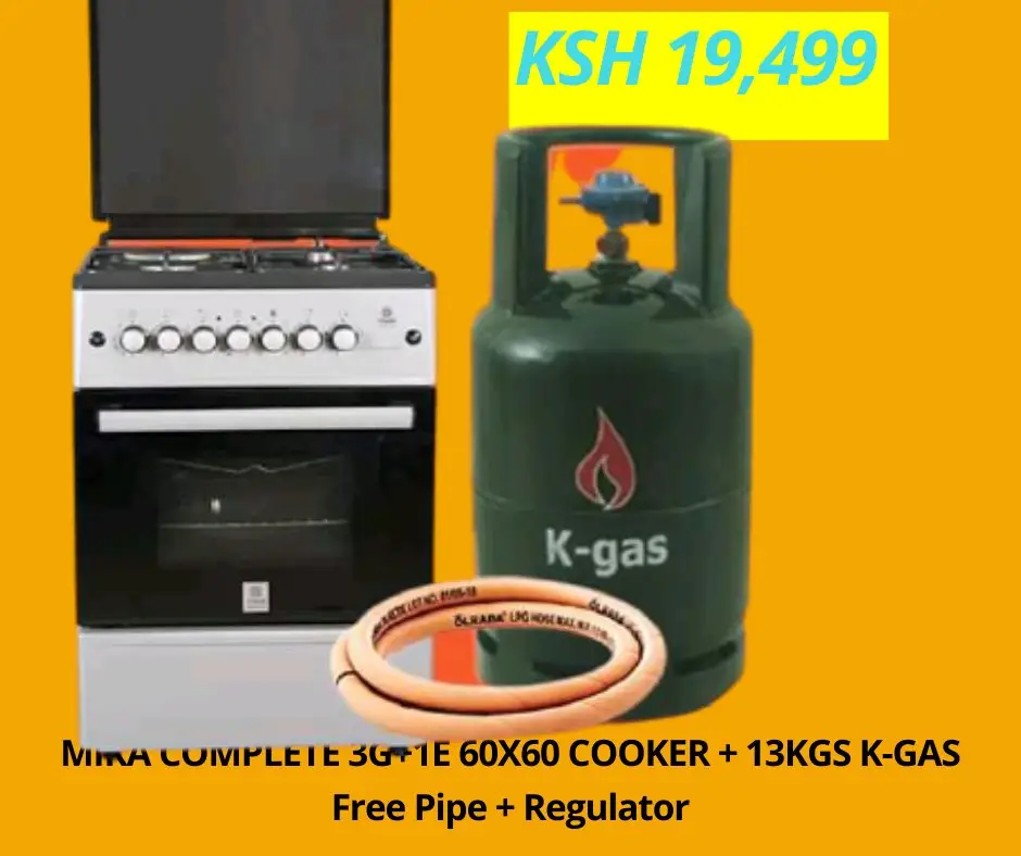 MIKA Standing Cooker, 60cm x 60cm, 3G+1E + K-GAS 13KG COMPLETE FULL  @KSH 19,499 - kegasdealers