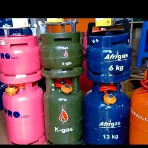 Refilling a 13kg gas cylinder in Nairobi