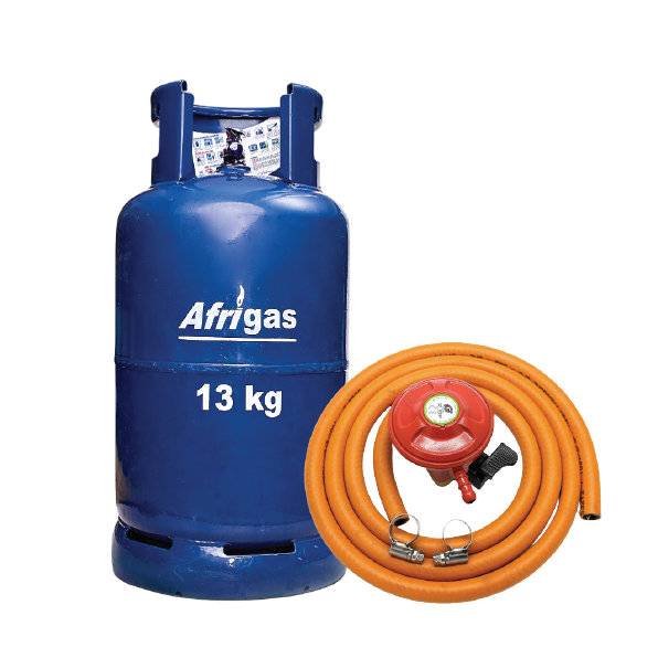 Afrigas 13kg complete Set Full cylinder, Ampia regulator, and 2m hosepipe
