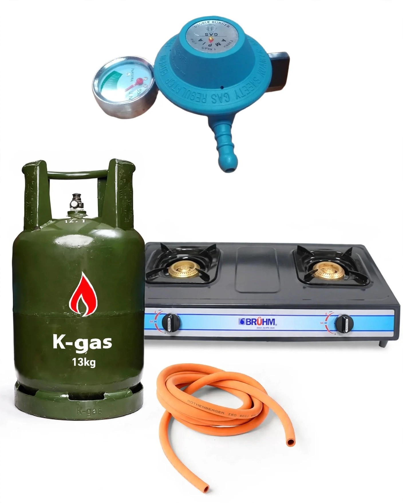 Afrigas 13kg Complete Set (Full Cylinder, Gas Regulator & 2m Hosepipe) - kegasdealers