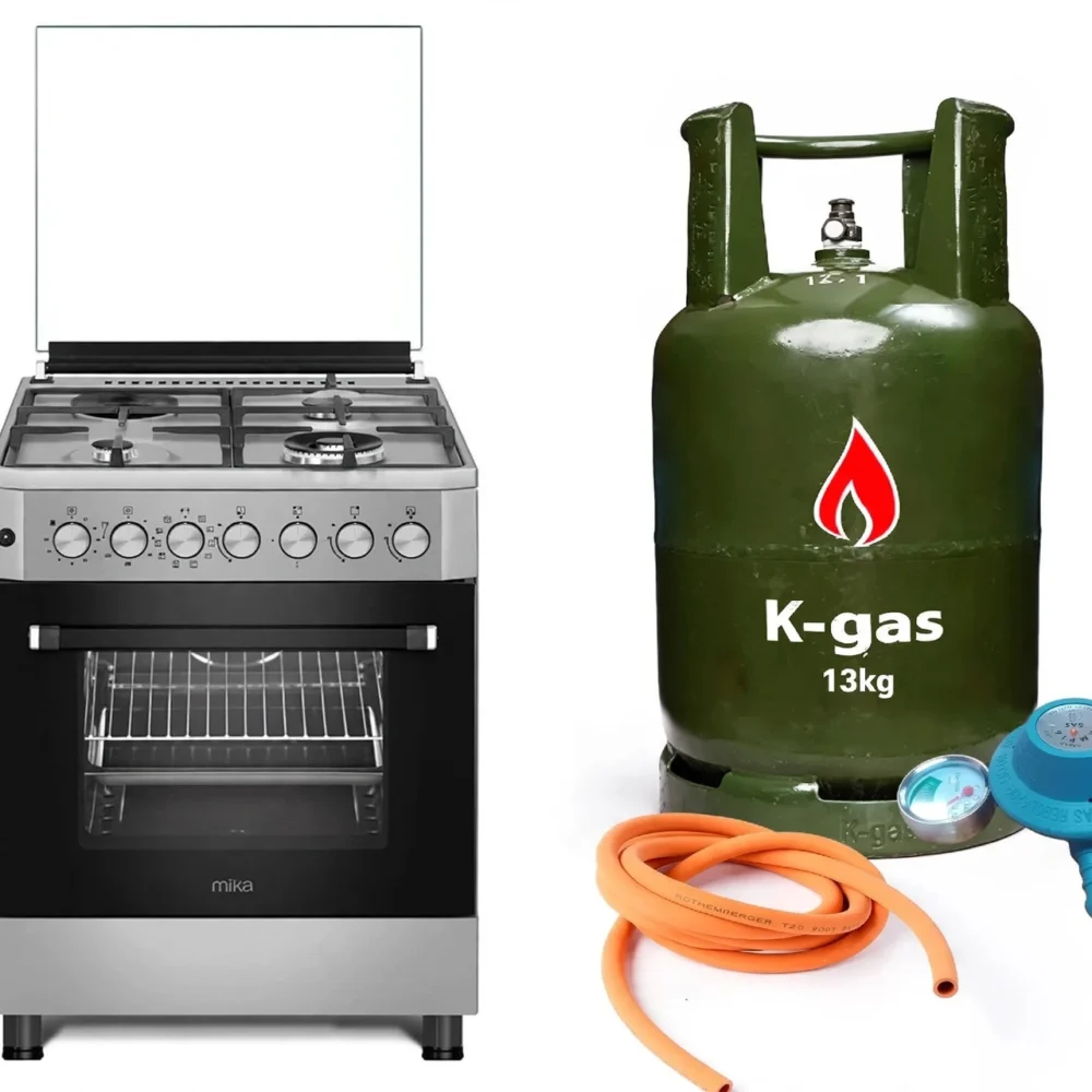 Mika Standing Cooker 60x60 (3G+1E) K-Gas 13kg Complete Package | Free Delivery - kegasdealers