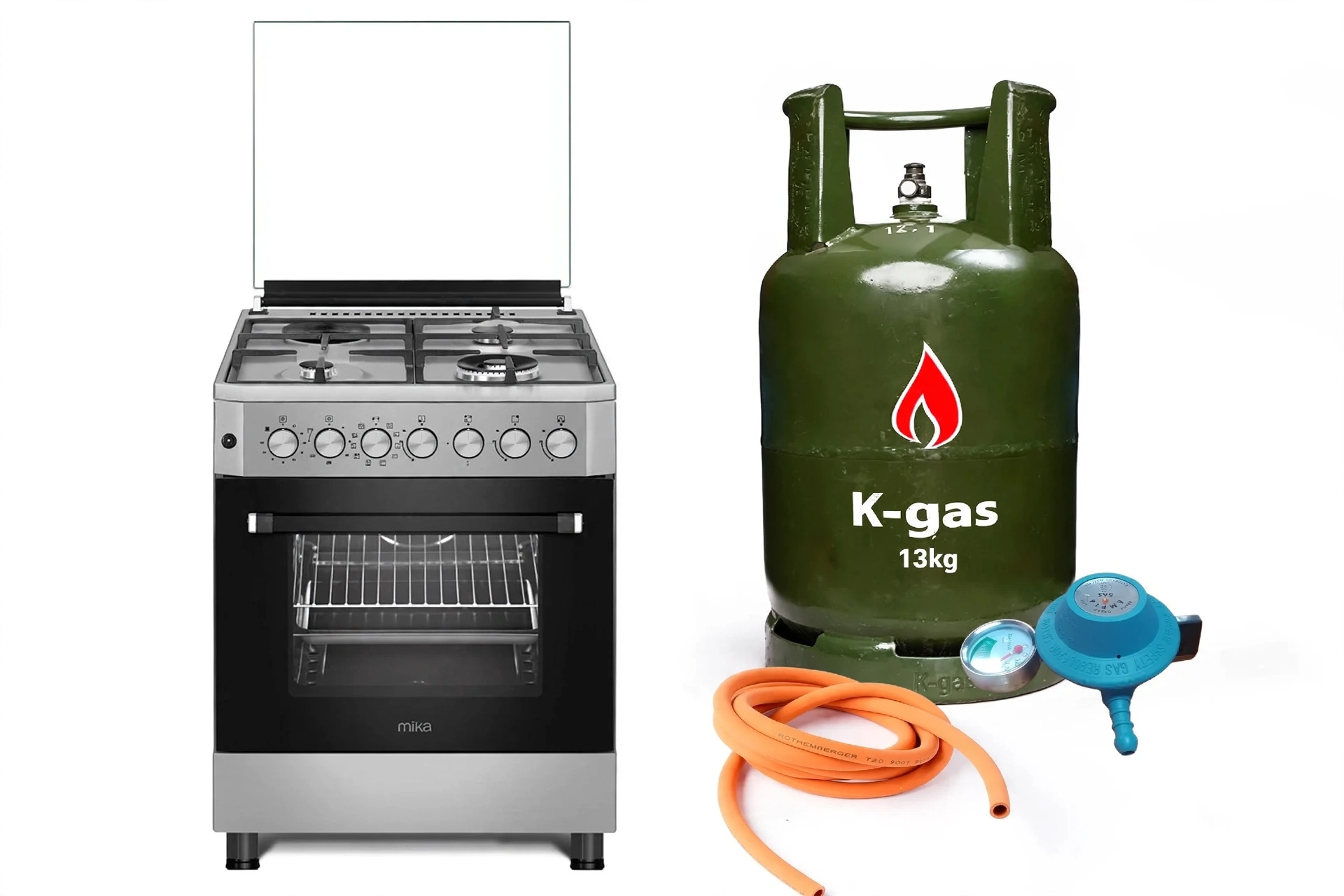 Mika Standing Cooker 60x60 (3G+1E) K-Gas 13kg Complete Package | Free Delivery 3 Mika Standing Cooker 60x60 (3G+1E) K-Gas 13kg Complete Package | Free Delivery - kegasdealers